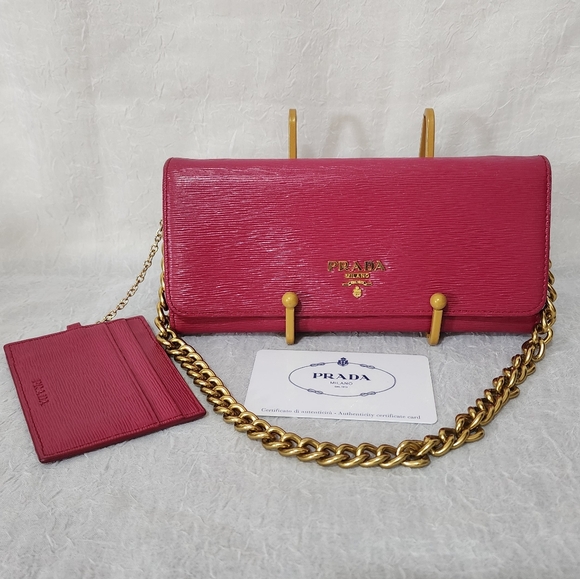 ✨🛍️ Prada Pink Saffiano Leather Wallet with Card Case - Picture 3 of 13